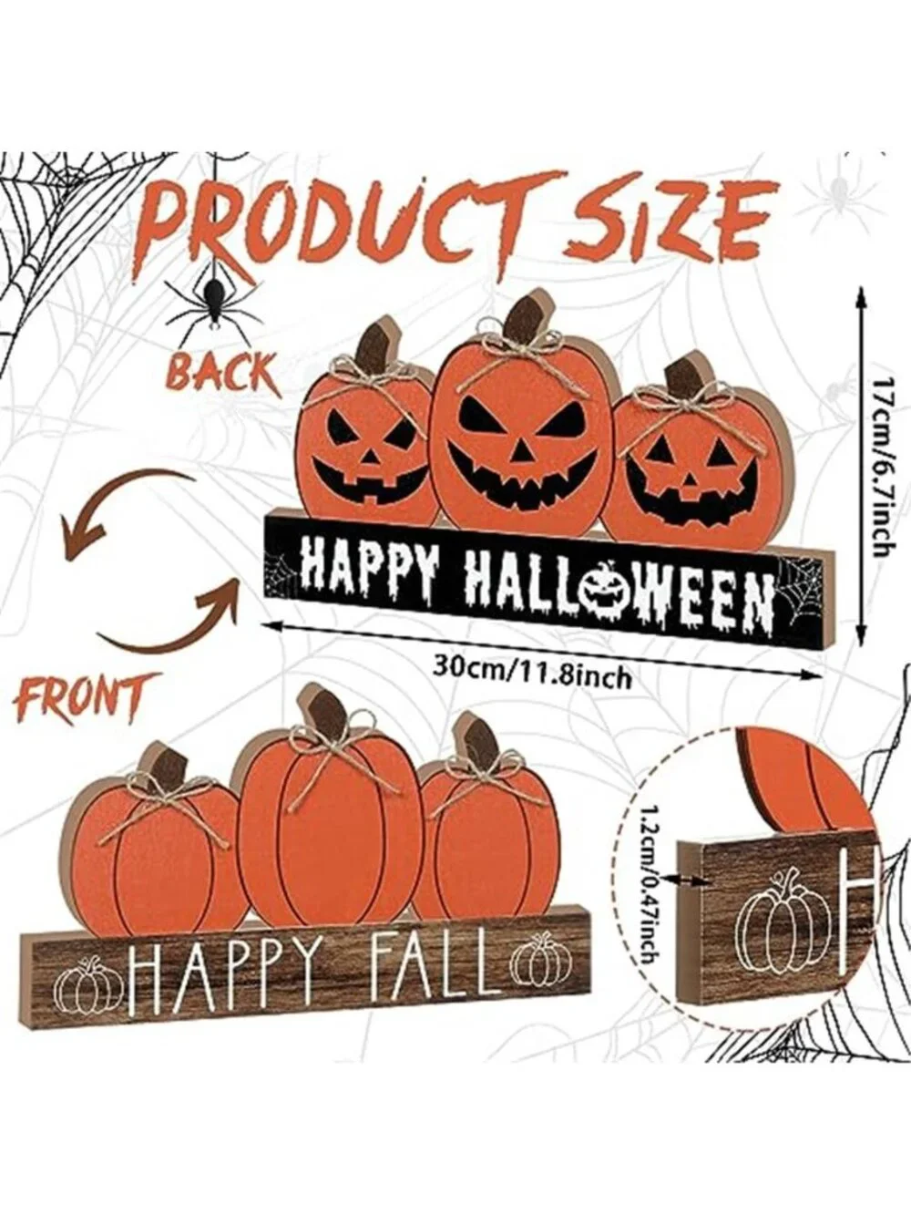 Fall and Halloween Wooden Pumpkin Sign Office Home Decor